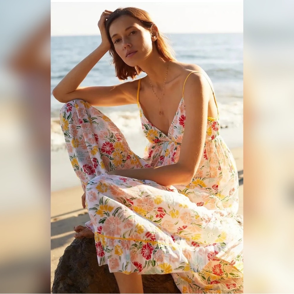 Anthropologie Ro's Garden Florida Maxi Dress Floral White Size XS - Picture 3 of 6